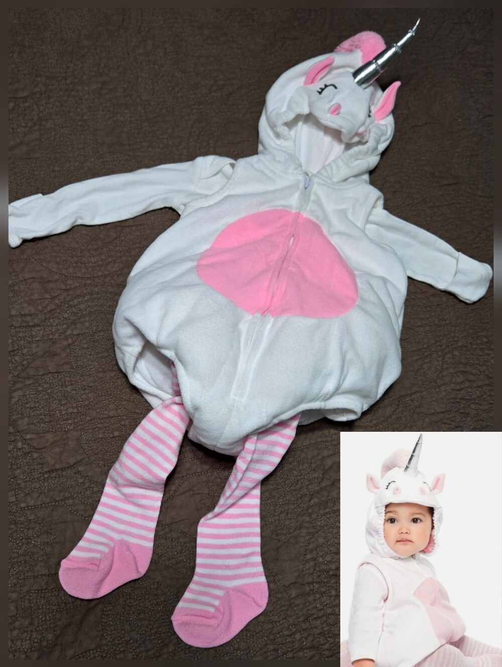 Baby Girl Little Unicorn Halloween Costume and Tights Set, 6m - 9m - Picture 1 of 15